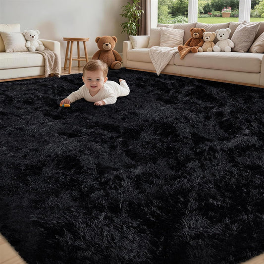 Alfombra de Área de 8 x 10 pies para Sala de Estar: Alfombras Negra...