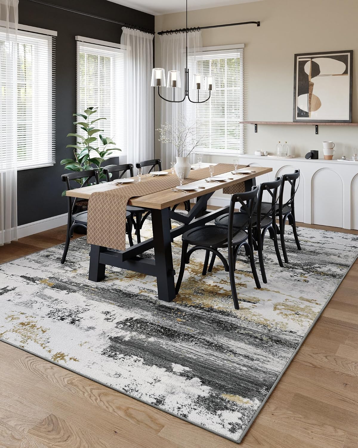 Kelarea Alfombra lavable para sala de estar, 5 x 7 pies, antidesliz...