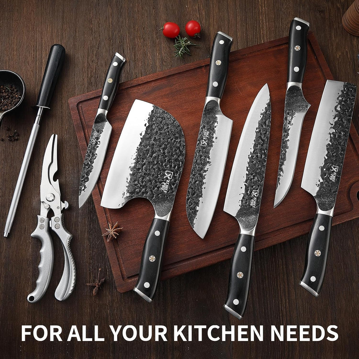 XCHIEF PRO Juego de cuchillos de chef, cuchillo de carnicero para d...