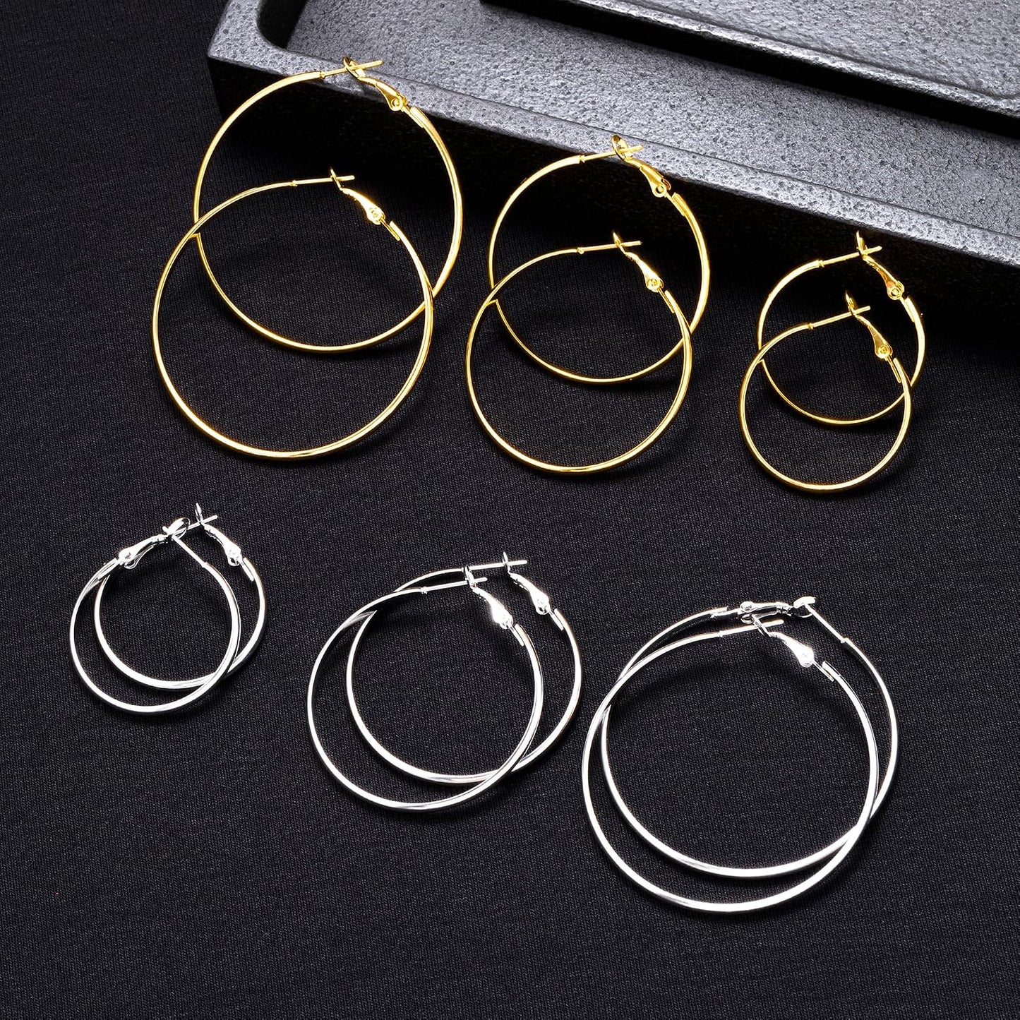 5\/12 Pares Pendientes de Aro Chapados en Oro y Plata para Mujer, J...