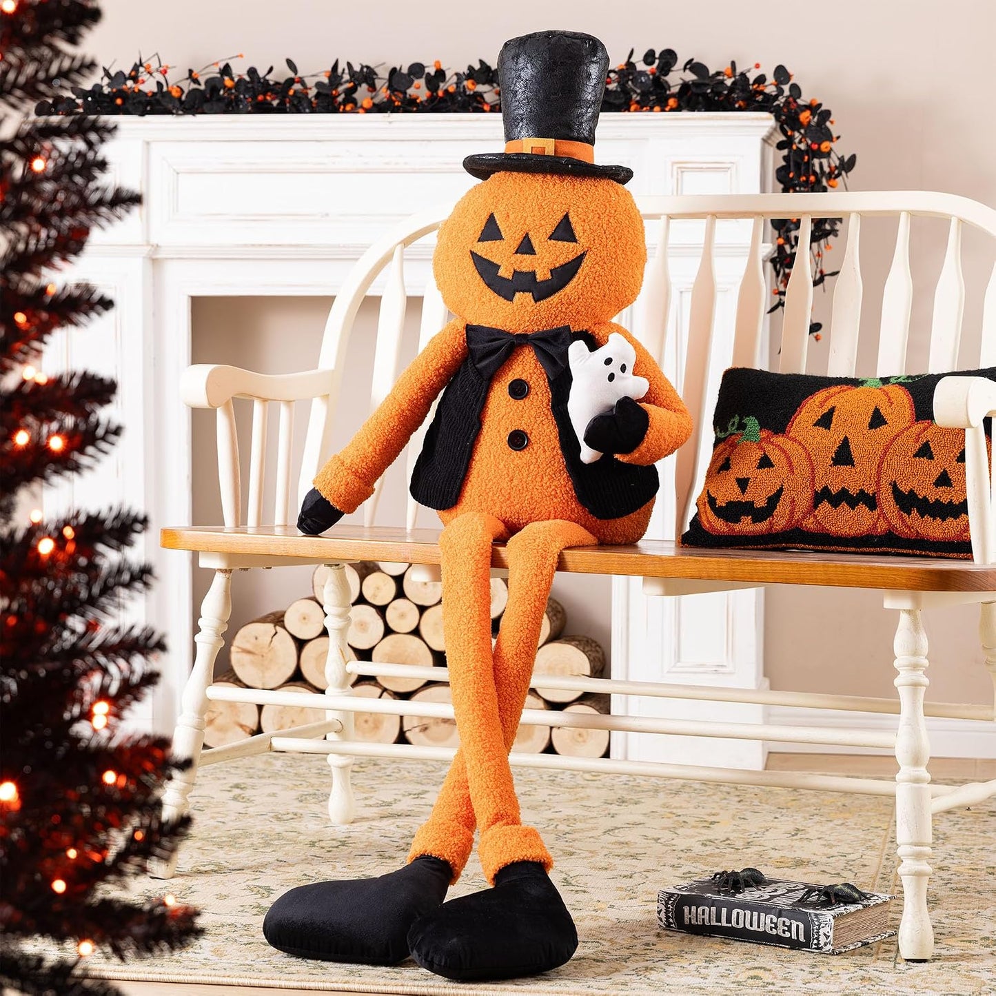 Glitzhome Decoración de Halloween de Jack O Lantern de 59 pulgadas,...
