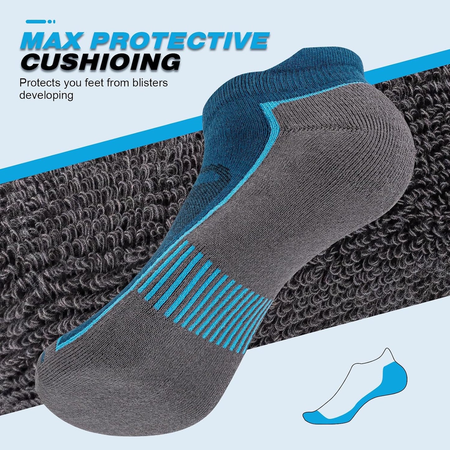 Cirorld Calcetines deportivos de algodón para hombre, acolchados y...