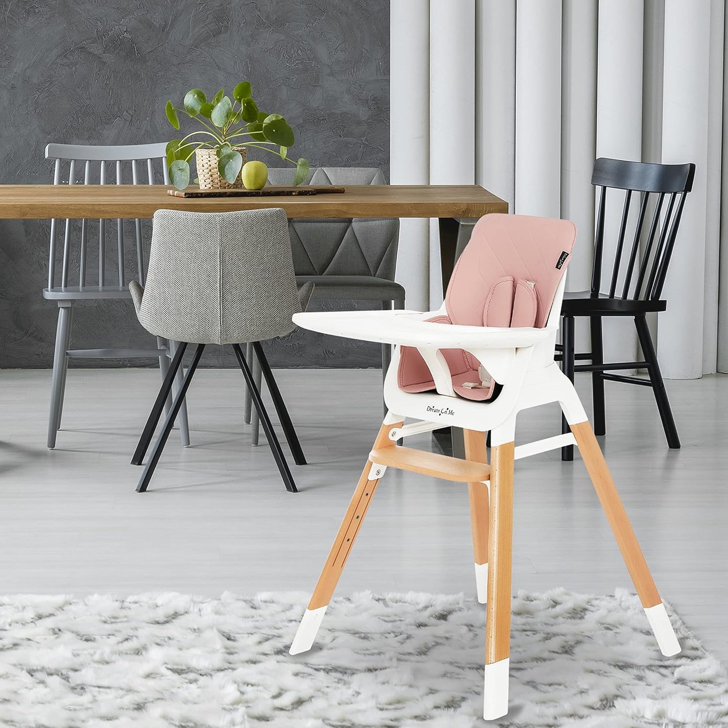 Dream On Me Nibble Trona de madera 2 en 1 | Silla de alimentación c...