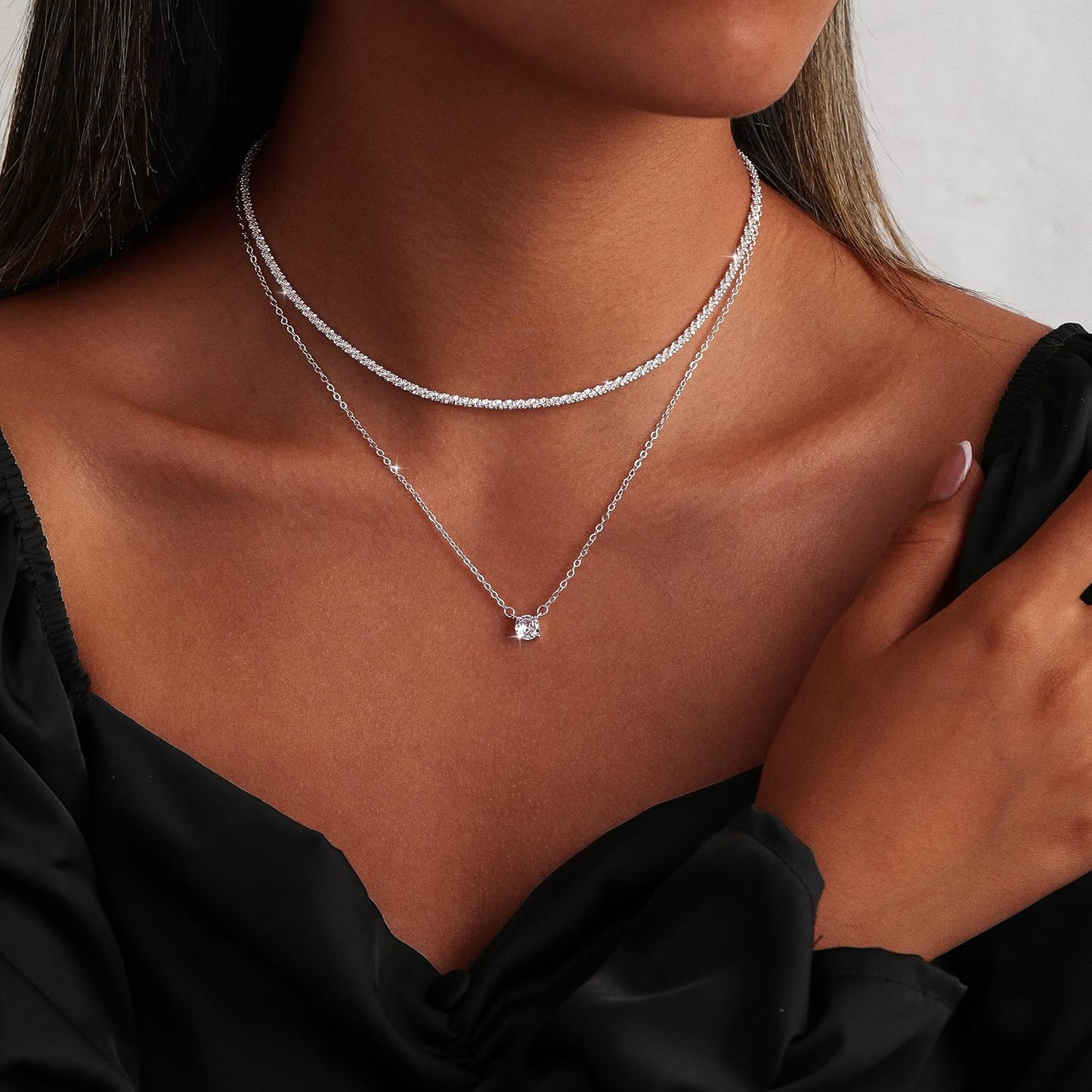 MIDEEO Collares en capas de oro para mujer, chapado en oro de 14 qu...