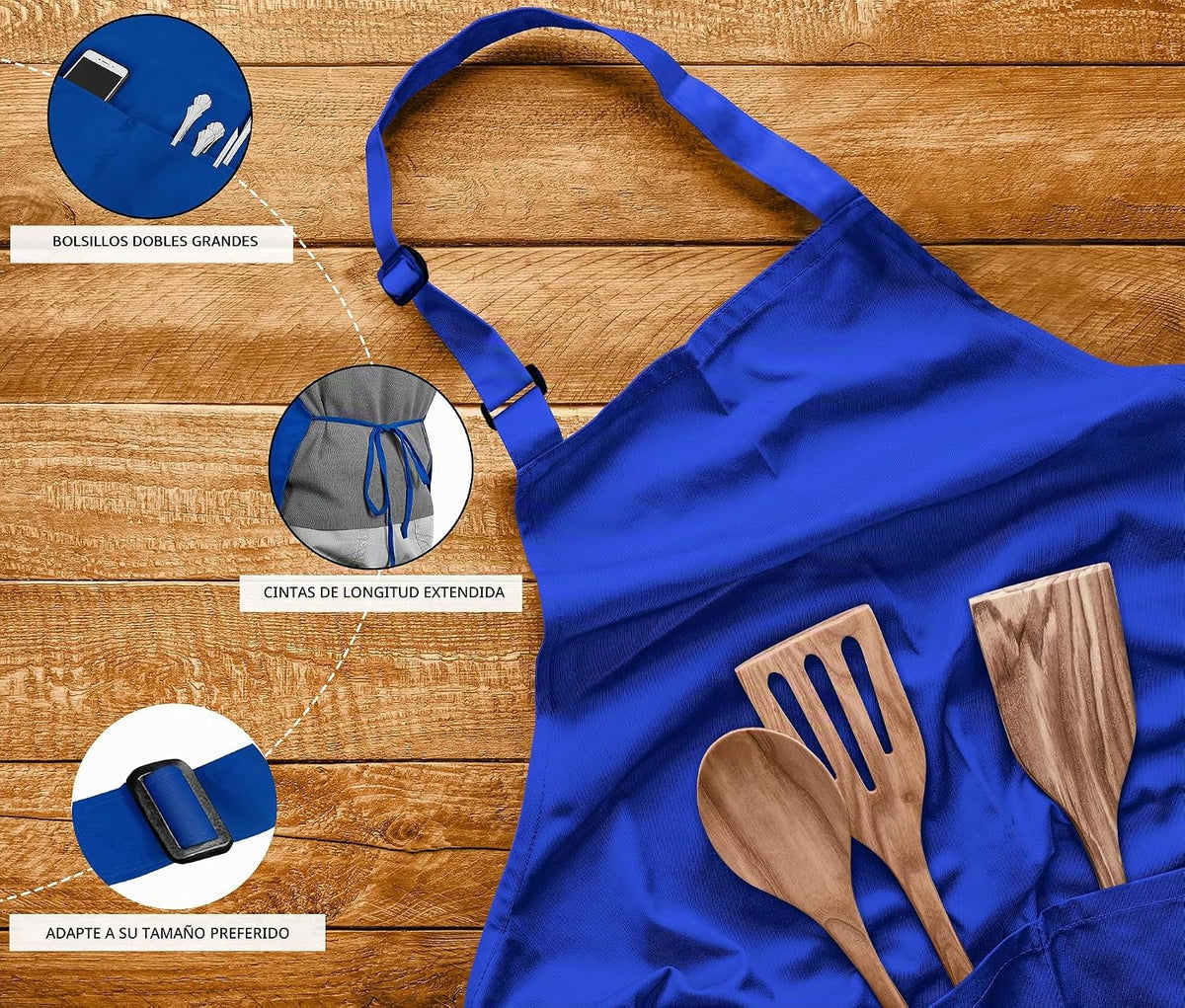 Utopia Kitchen Paquete de 10 delantales ajustables con 2 bolsillos...