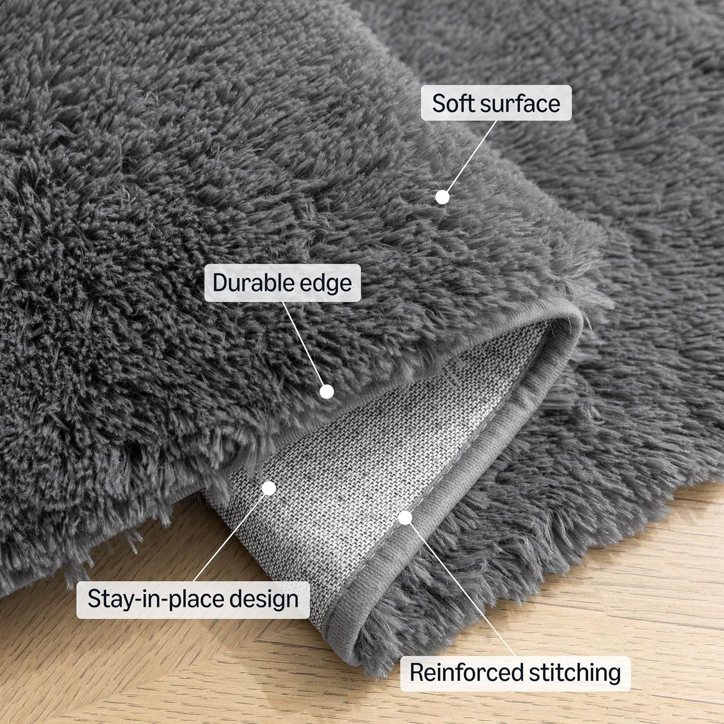 Amazon Basics Alfombra esponjosa lavable, alfombra lanuda para sala...