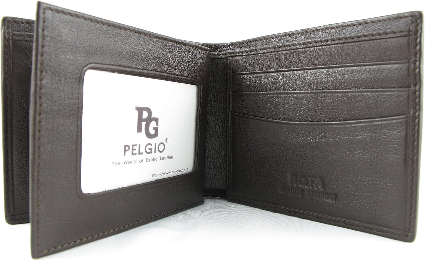 Pelgio Cartera plegable de cuero de piel de Shagreen pulido genuino...