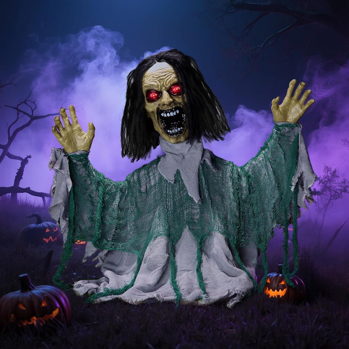 JOYIN Decoraciones animatrónicas de Halloween para exteriores, romp...
