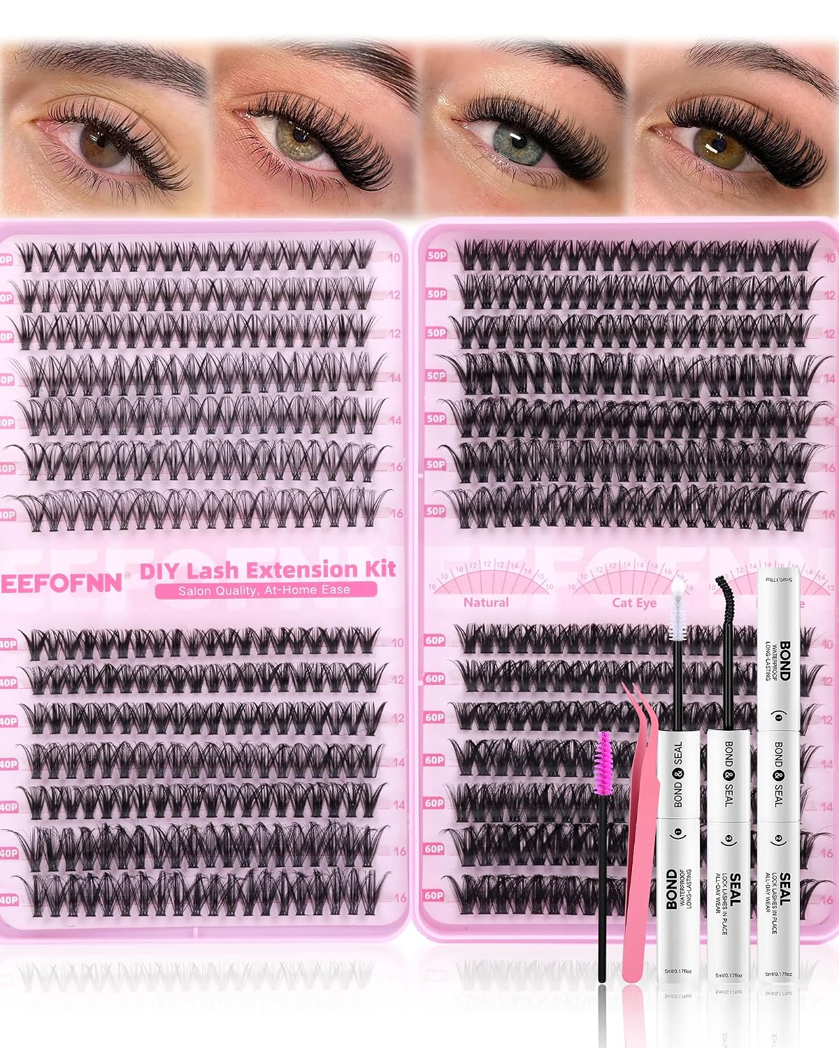 Kit de extensiones de pestañas en racimo 30D, 40D, 50D, 60D, 560 un...