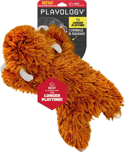 Playology Juguete masticable de vaca de peluche para perros grandes...