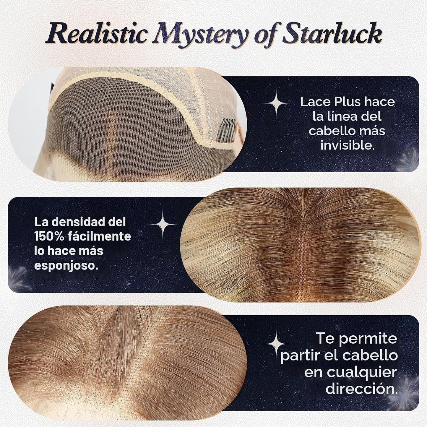 starluck Pelucas de Cabello Humano con Encaje Frontal Pelucas de Ca...
