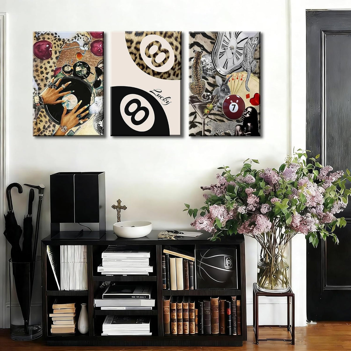 3 piezas de arte de pared de lona con diseño de leopardo moderno, d...