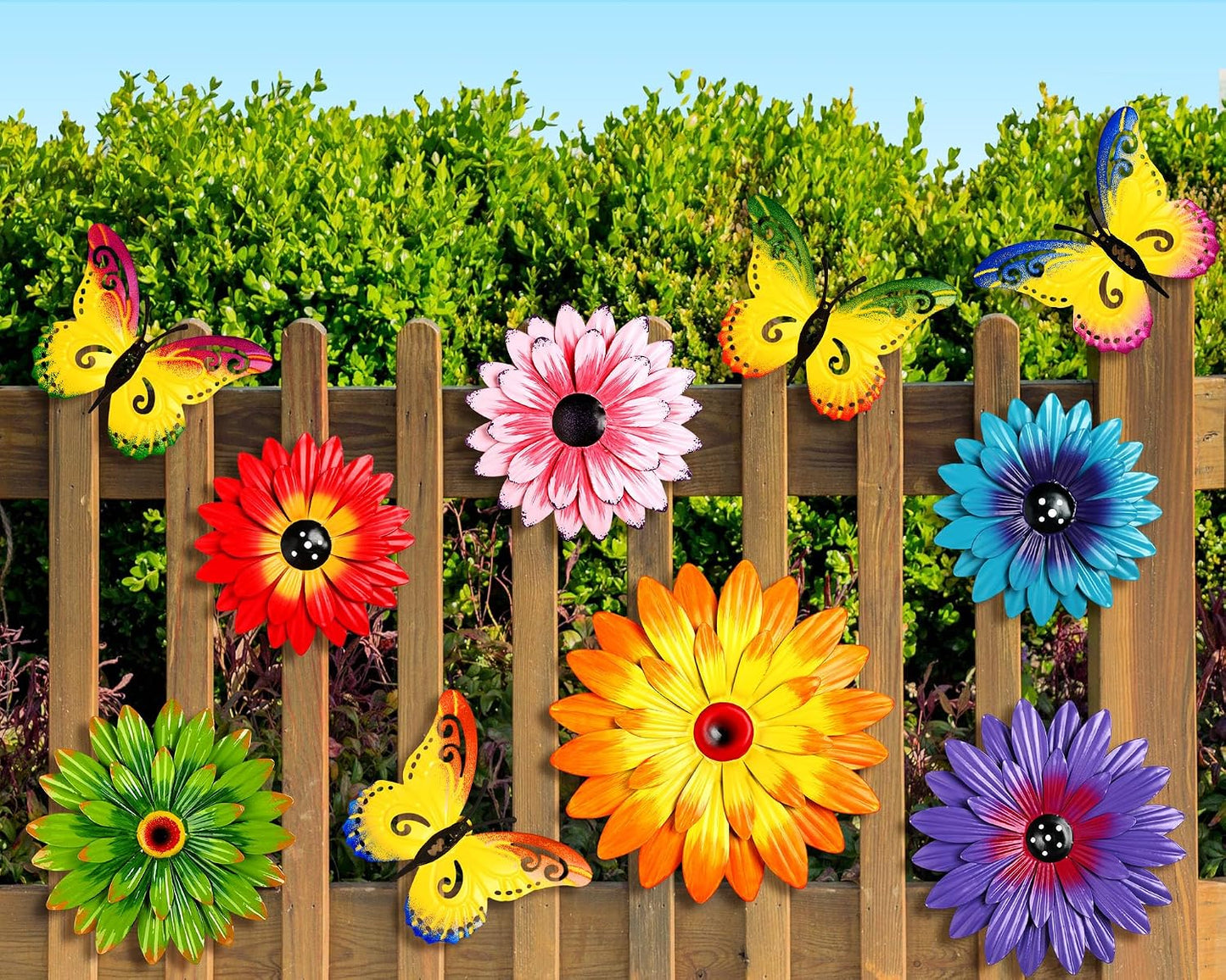 Gisafai Paquete de 10 decoraciones de pared de metal con flores par...