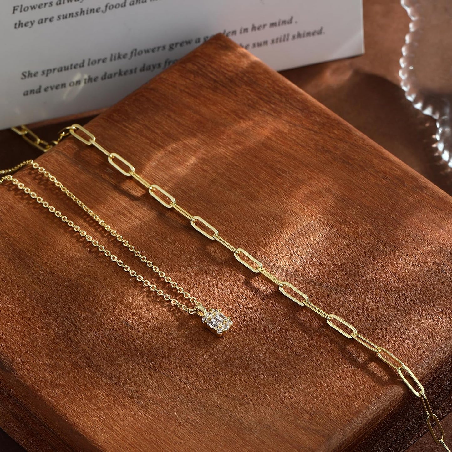 Coshilta Collares de oro en capas para mujer, chapado en plata de l...