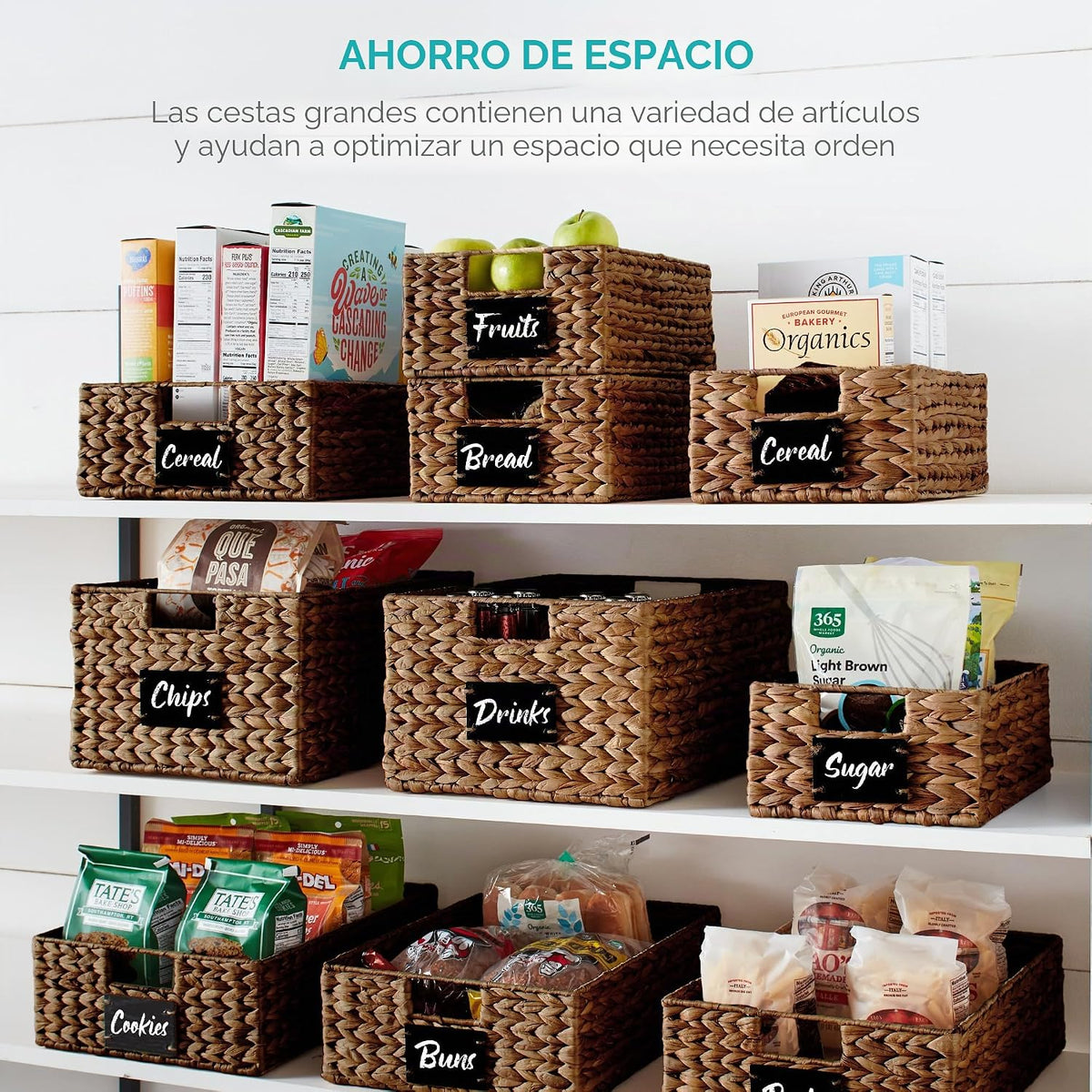 Best Choice Products Juego de 4 cestas de despensa de jacinto de ag...