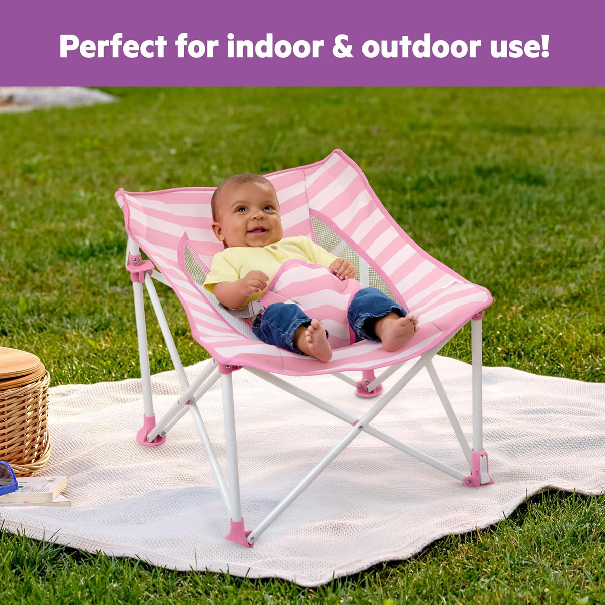 Bright Starts Pop 'N Chill Asiento portátil para bebé, toldo UP...