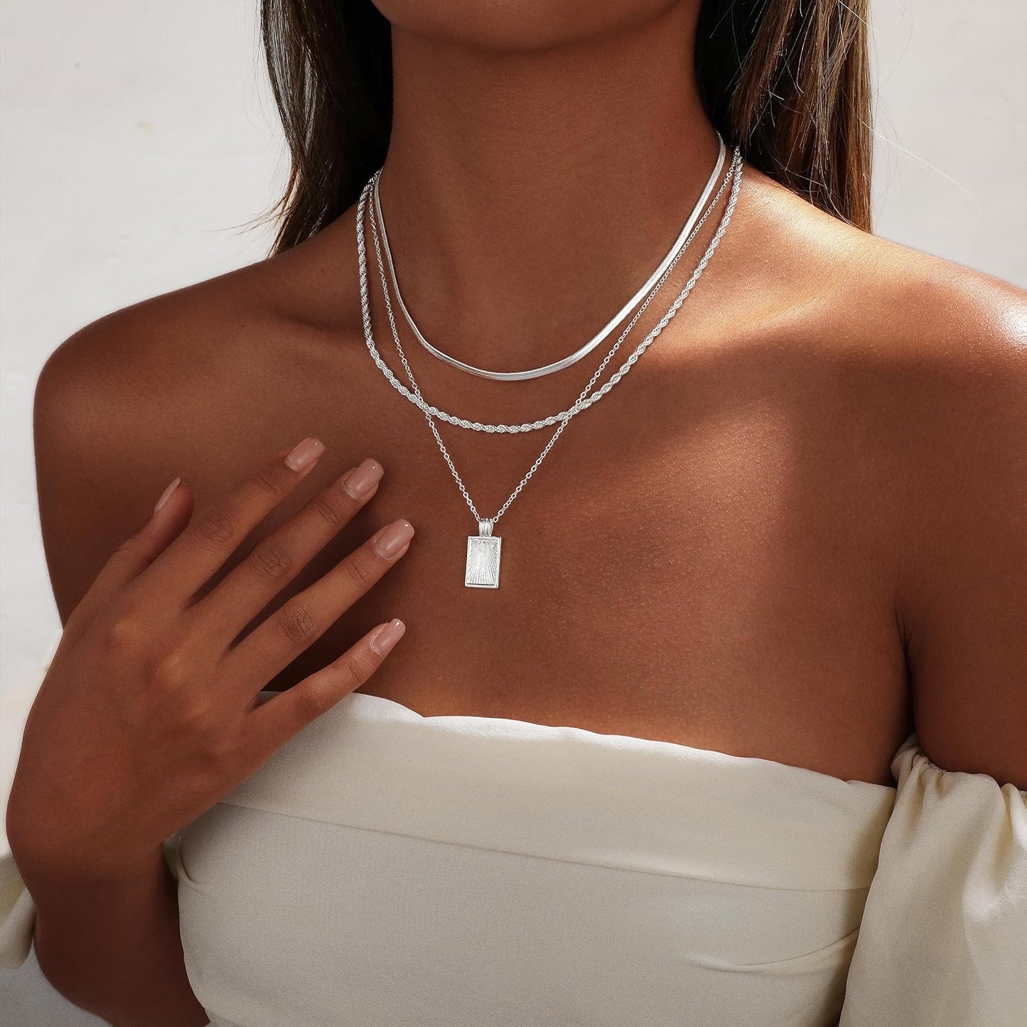 CAROVO Collar en capas de oro\/plata para mujer, chapado en oro\/pl...