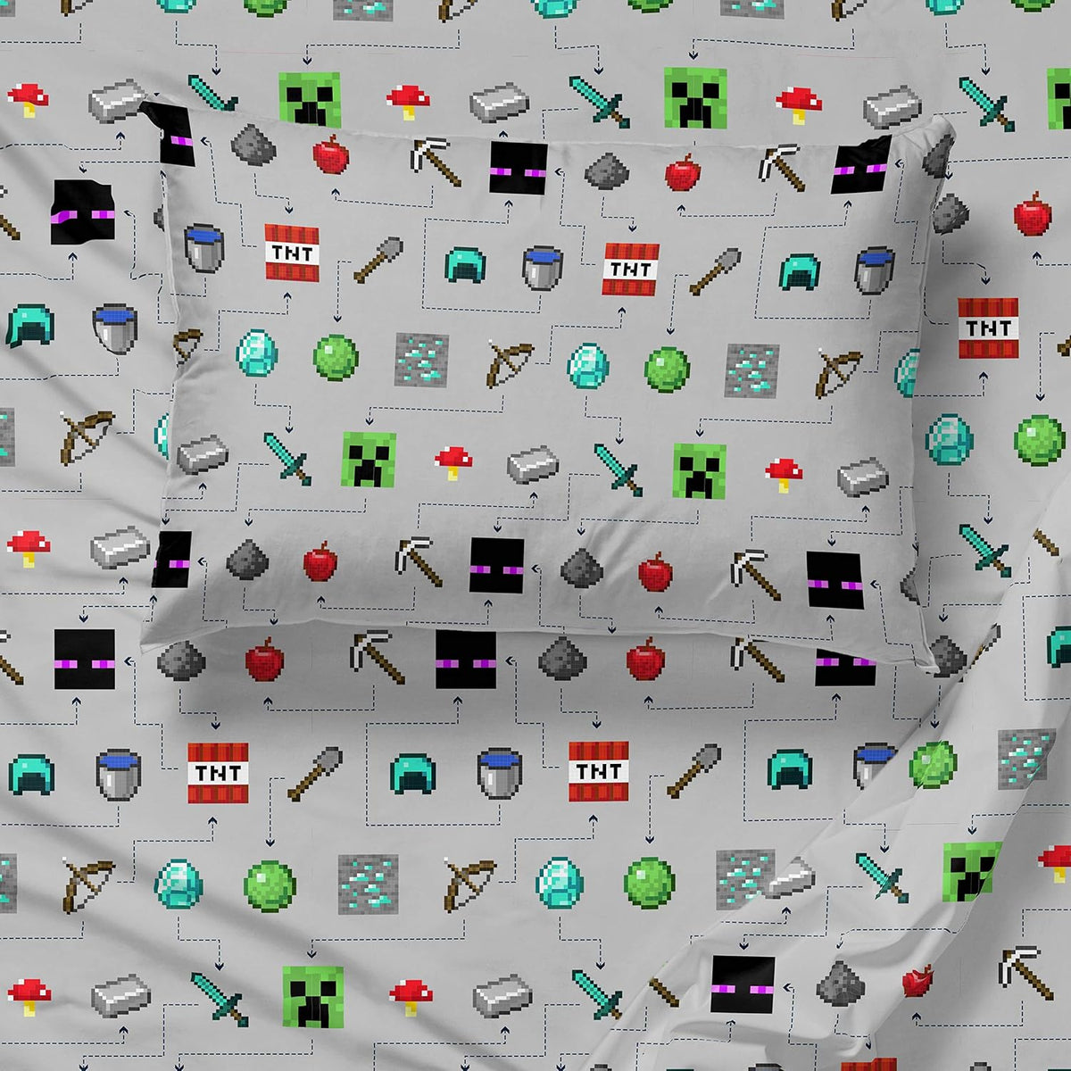 Jay Franco Monster Hunters de Minecraft - Juego de sábanas de tamañ...