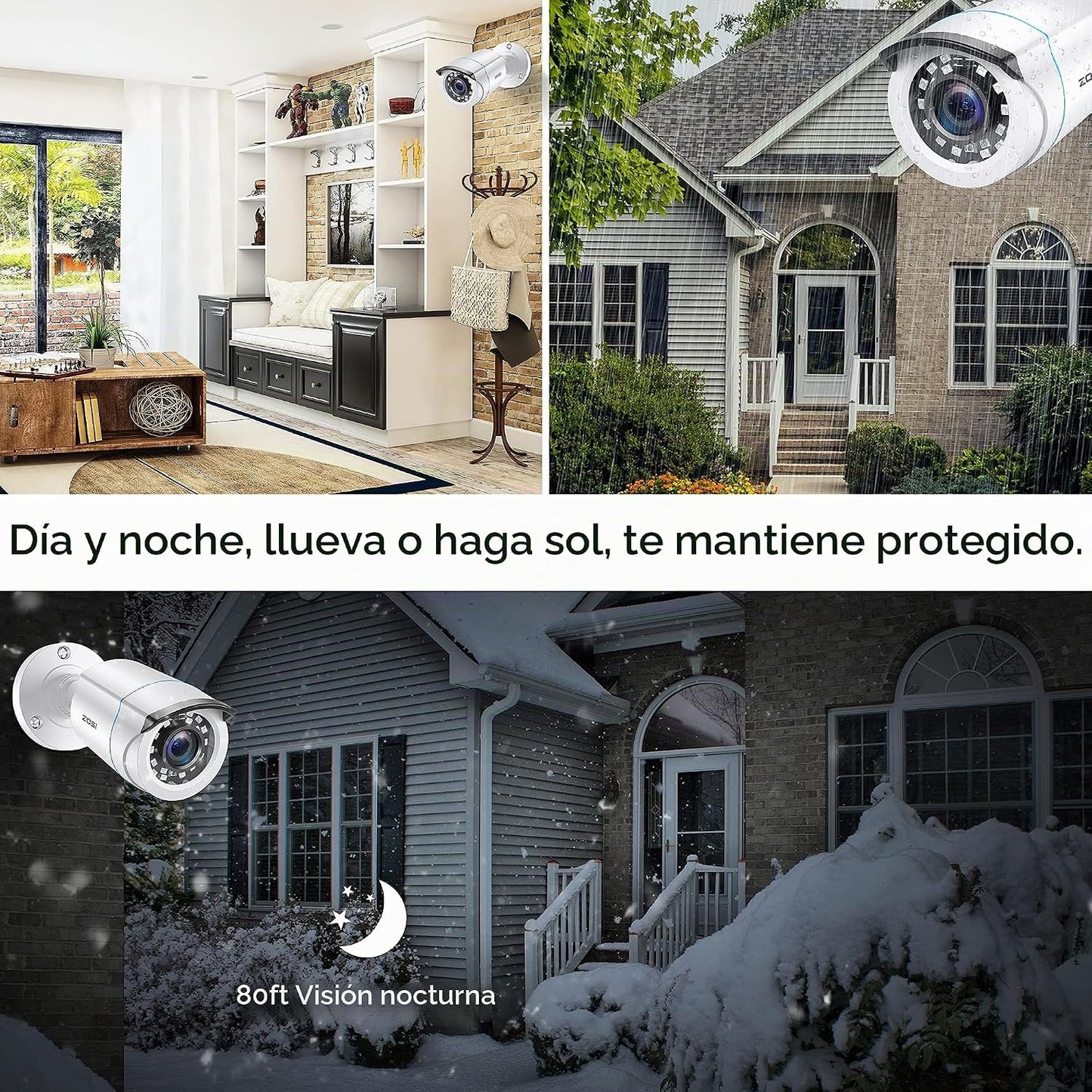ZOSI 4 x 2MP 1080p HD-TVI Cámara de seguridad para el hogar, para i...