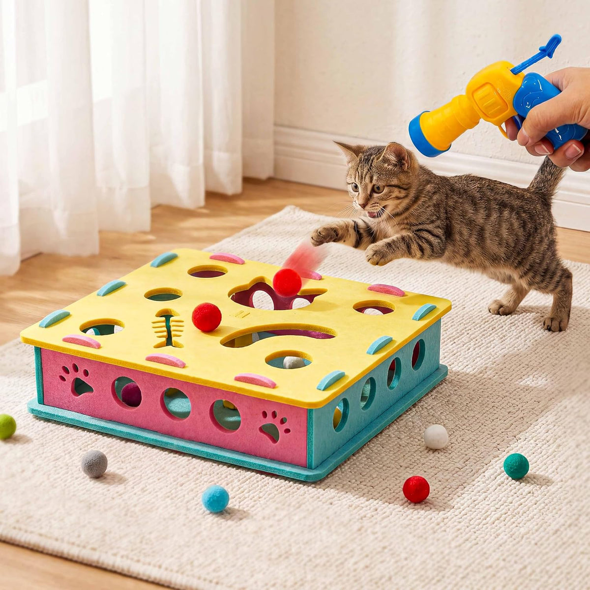MOYMO 21 juguetes interactivos para gatos de interior, caja de romp...