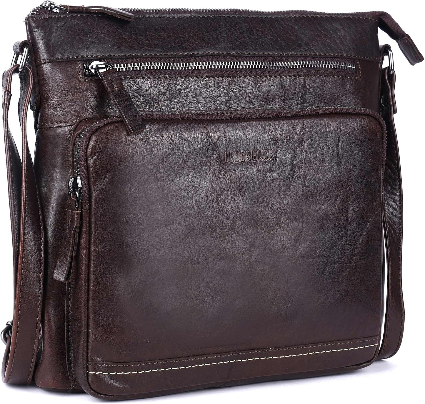 LEDERBUCK Olga - Bolso bandolera extragrande de piel auténtica para...