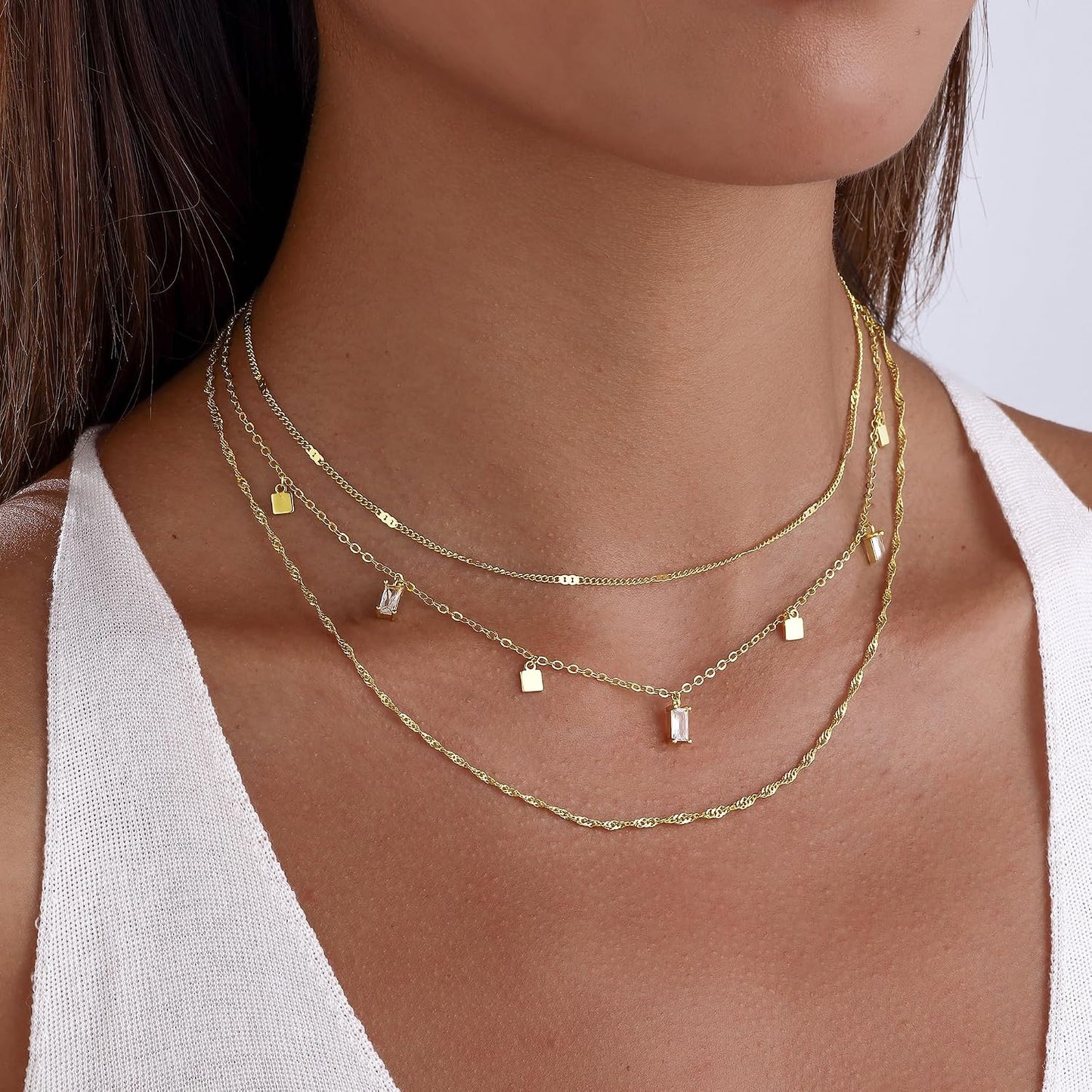 Fwlisesa Collares en capas para mujer, conjunto de collares de oro...