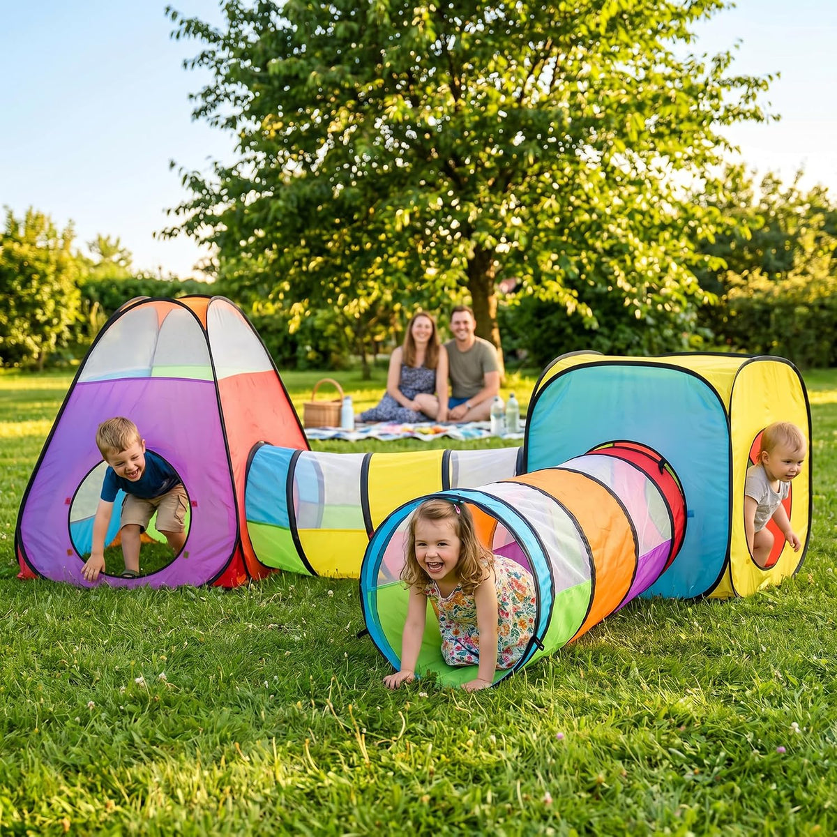 NUBUNI Tienda de Juego Emergente para Niños de 4 Piezas: 2 Túneles...