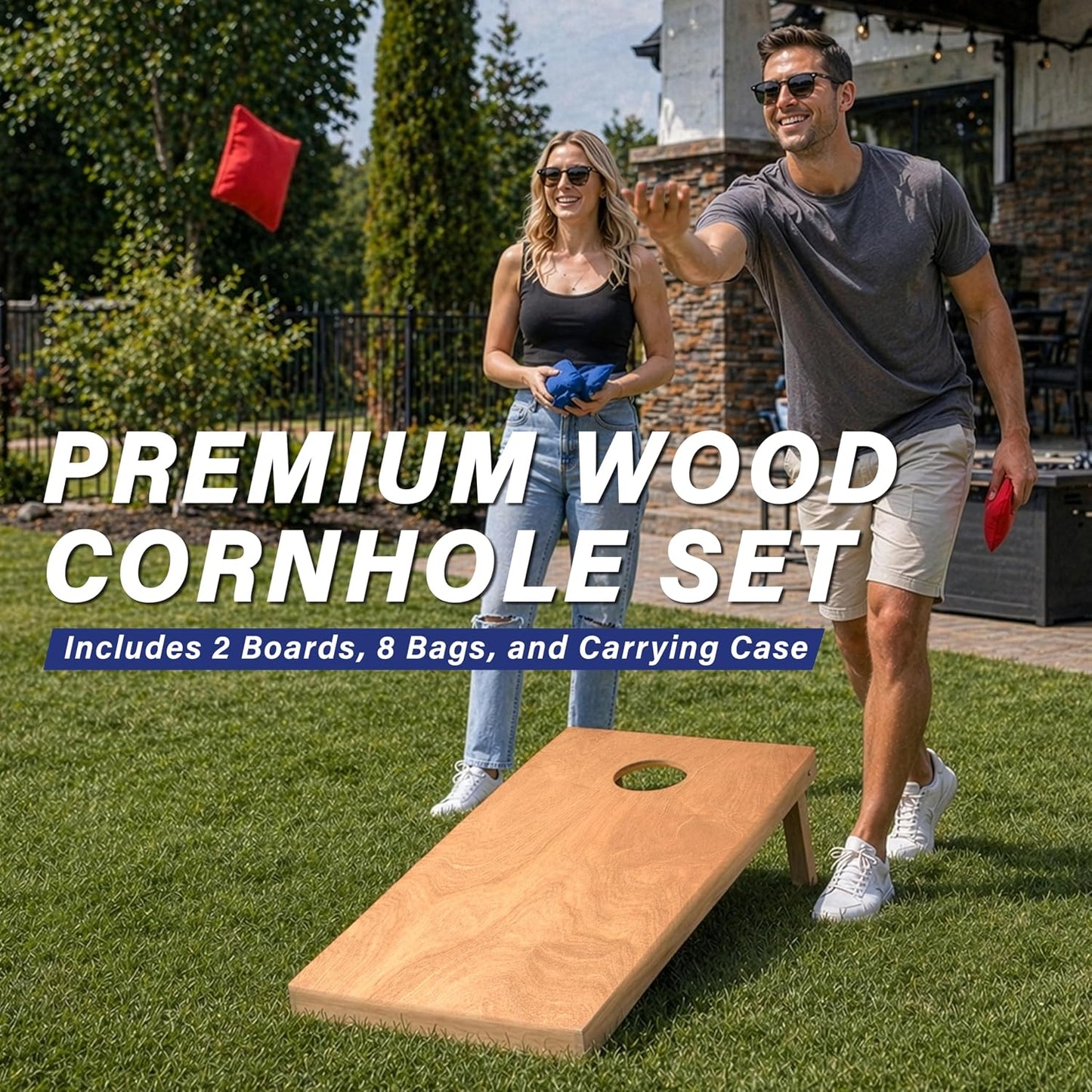 GoSports Juego de tablas de cornhole de madera de tamaño reglamenta...
