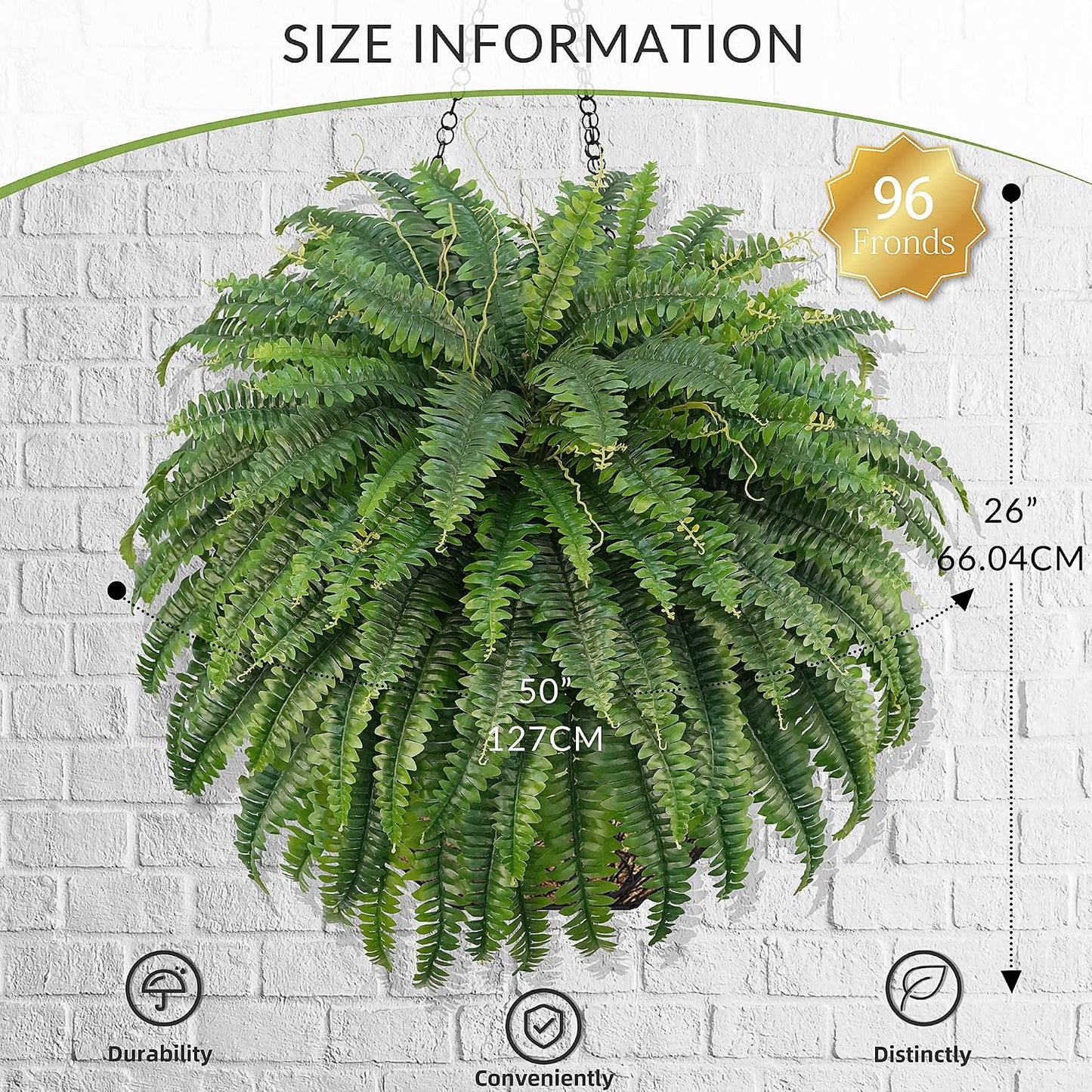 FOREST PRINCE Helechos artificiales de Boston de 50", plantas d...
