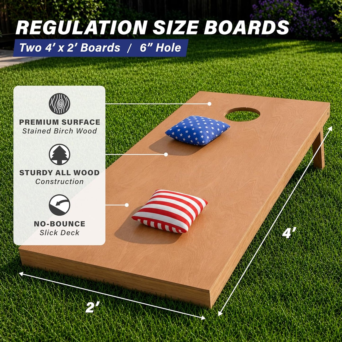 GoSports Juego de tablas de cornhole de madera de tamaño reglamenta...