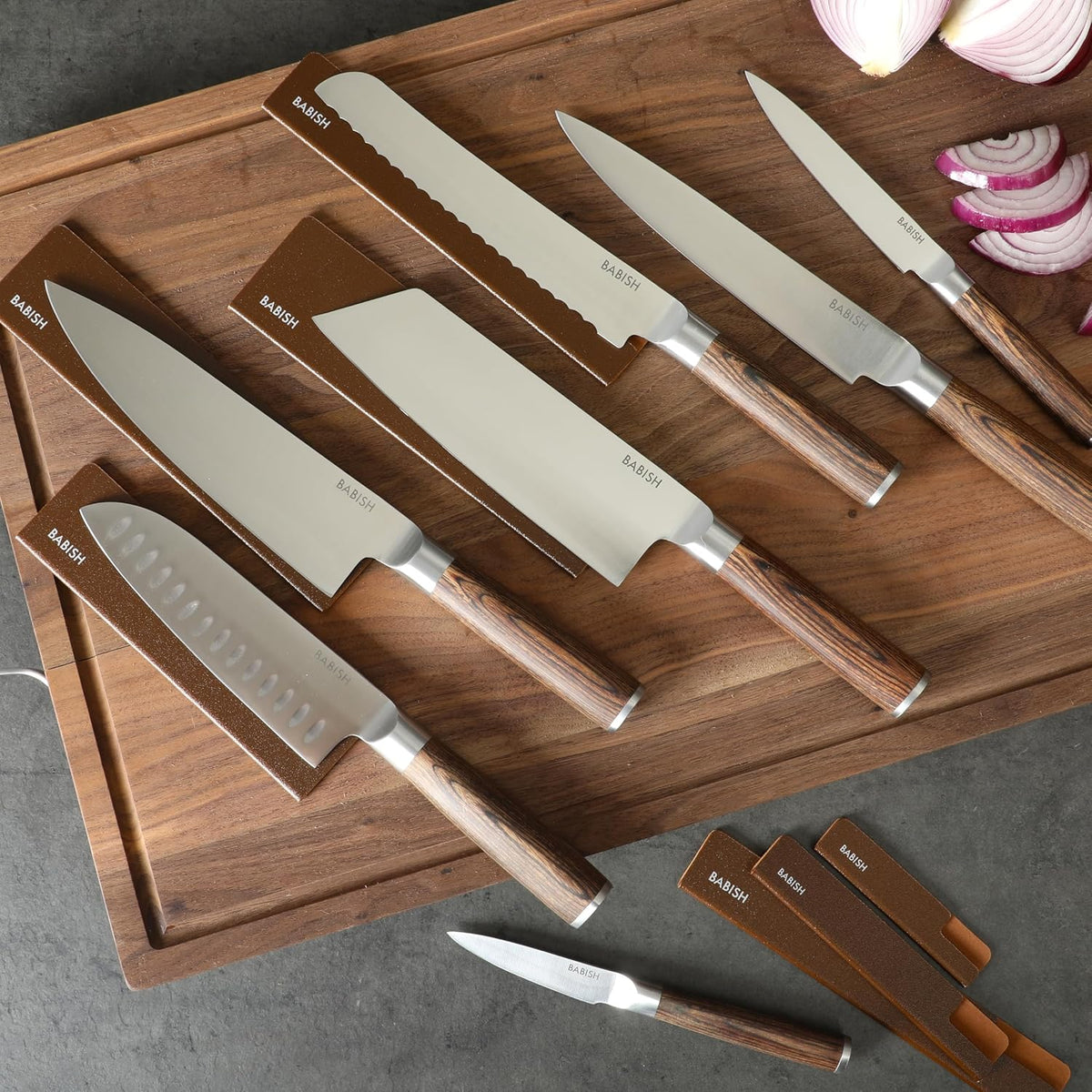 Babish Juego de 14 Cuchillos de Cocina Forjados de Espiga Completa...
