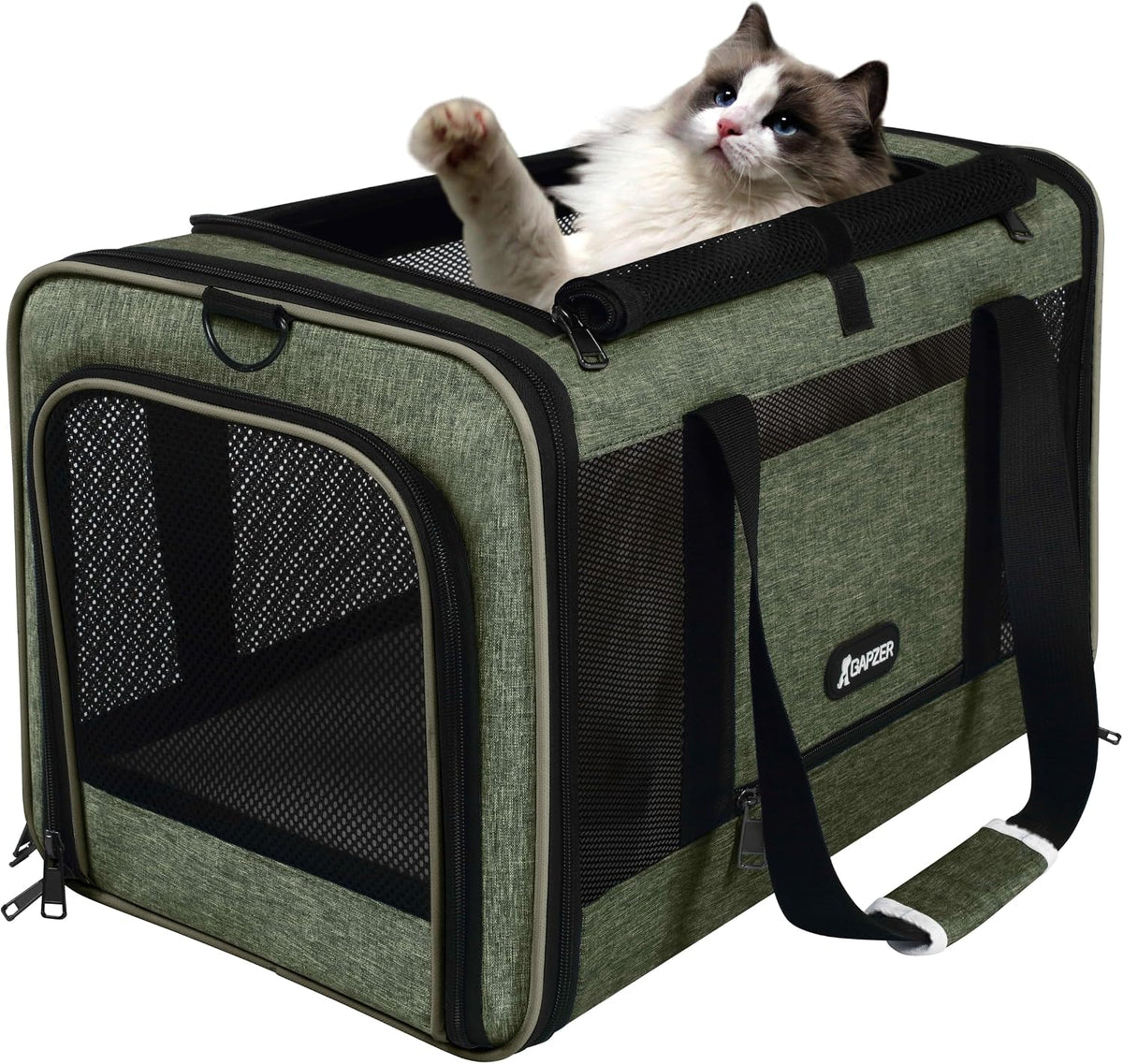 GAPZER Bolsa de transporte mediana para gatos, ligera, de lados sua...