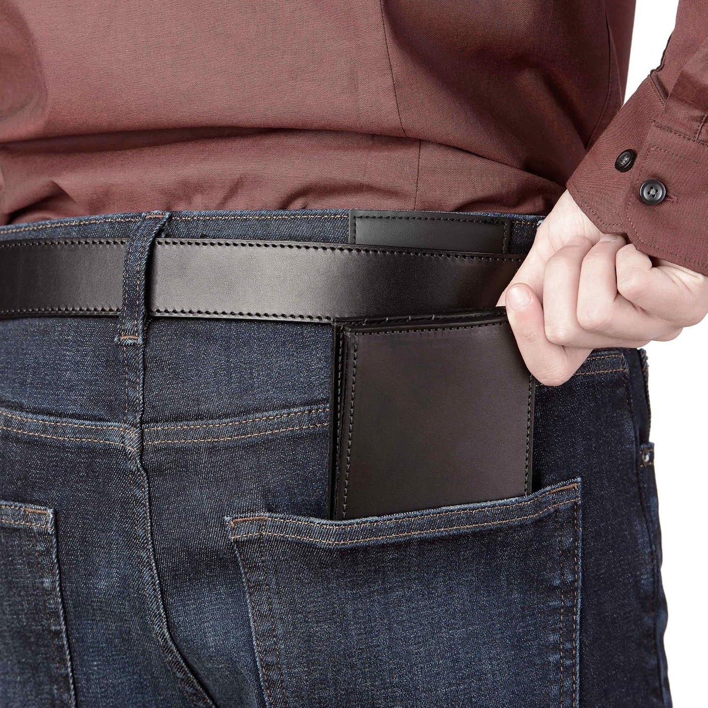 Billetera plegable de cuero de grano completo premium para hombre,...
