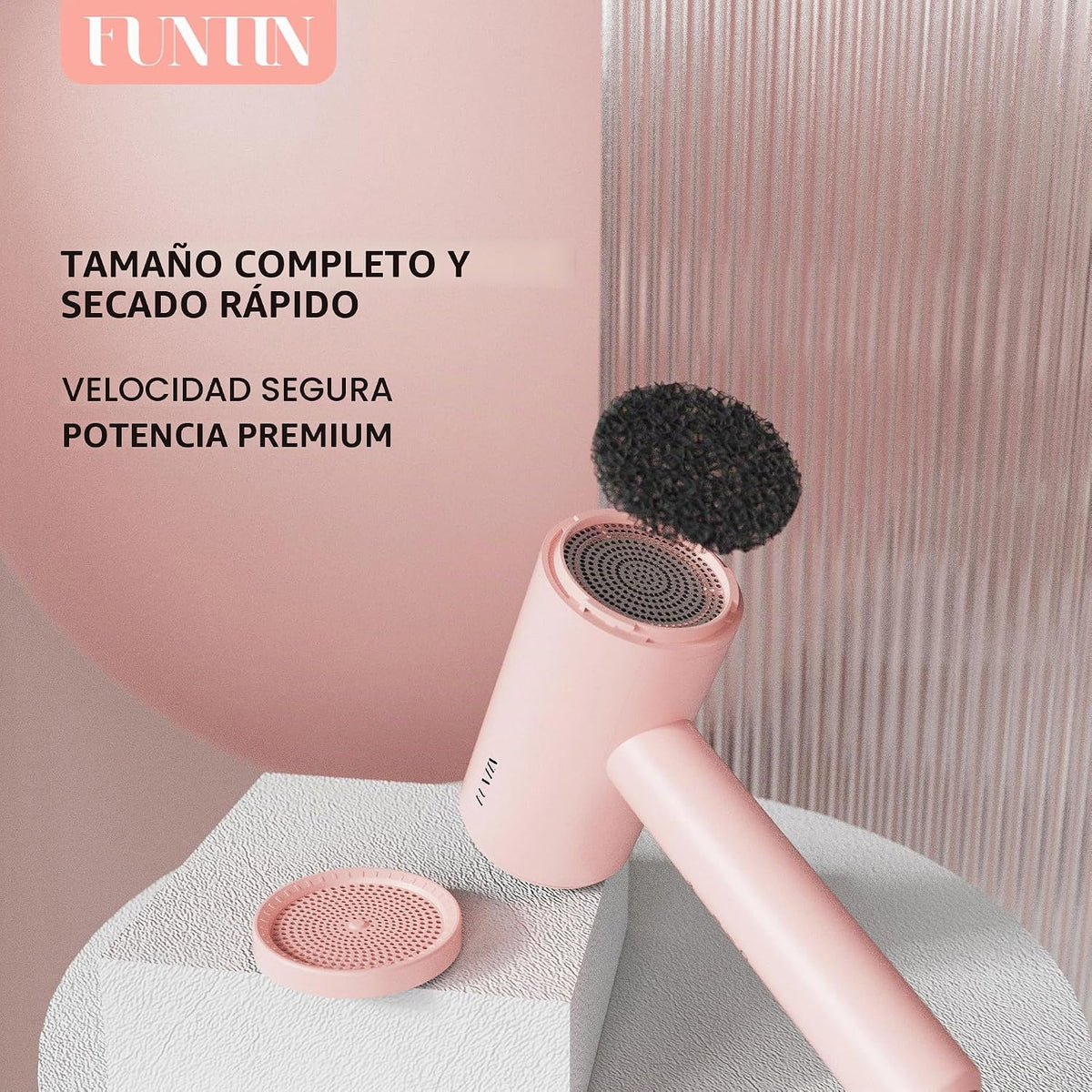 FUNTIN Secador de pelo, secador de pelo con cepillo difusor para mu...