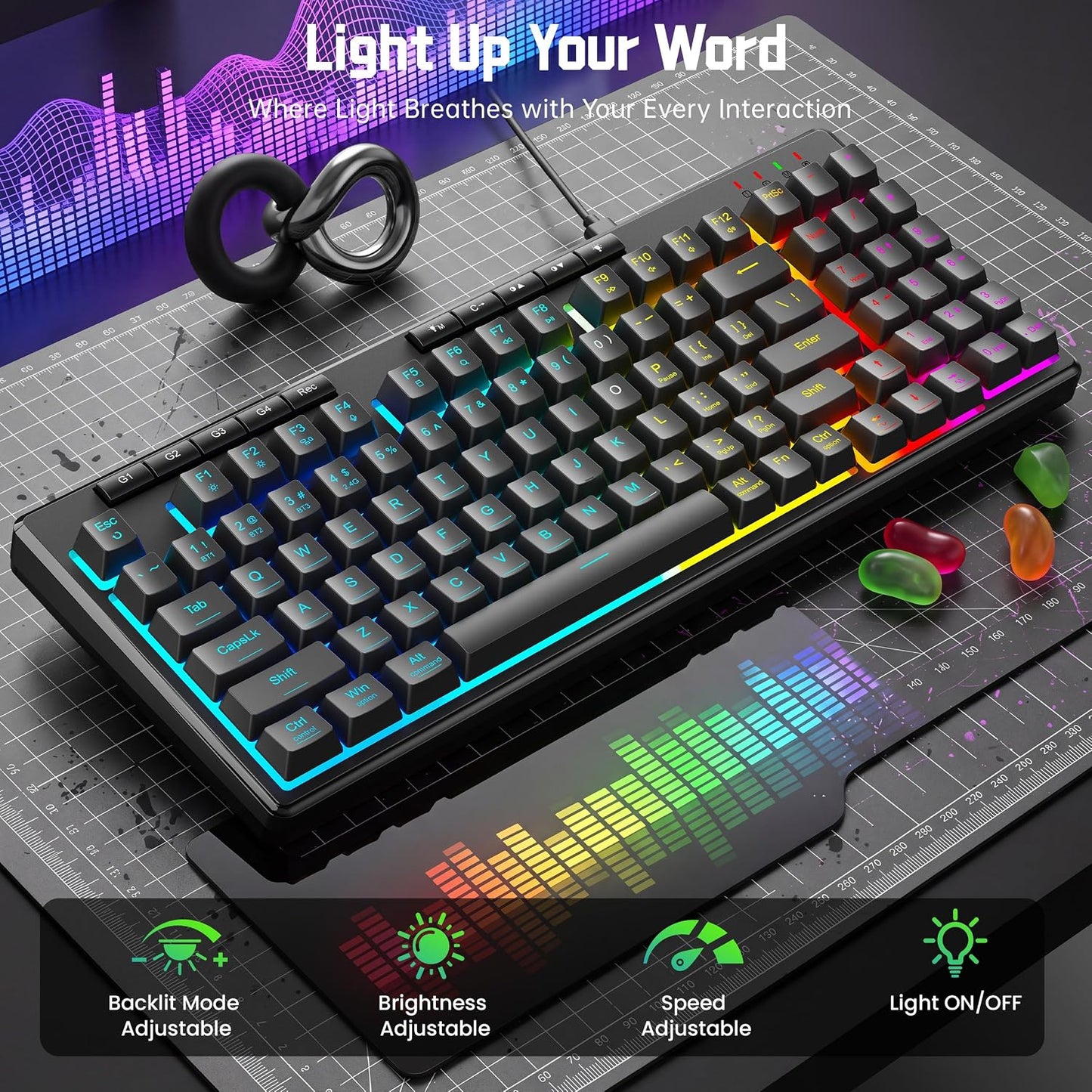 Redragon K517 Pro Teclado para juegos con cable, retroiluminación R...