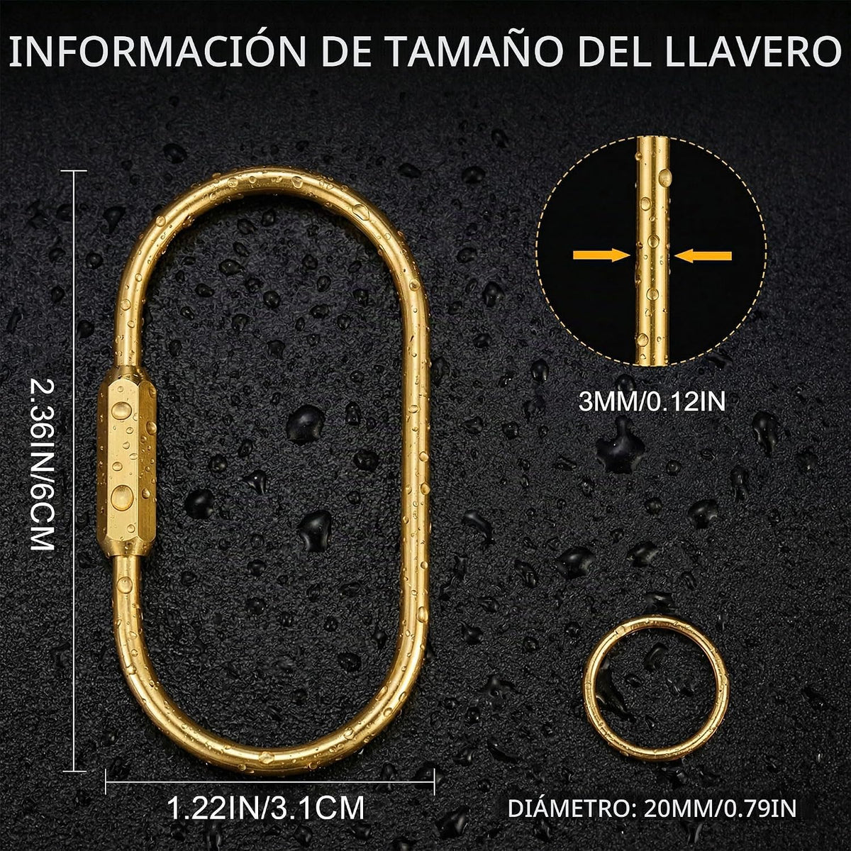 Tiezzi Llaveros de latón dorado, paquete de 10 llaveros con 10 anil...