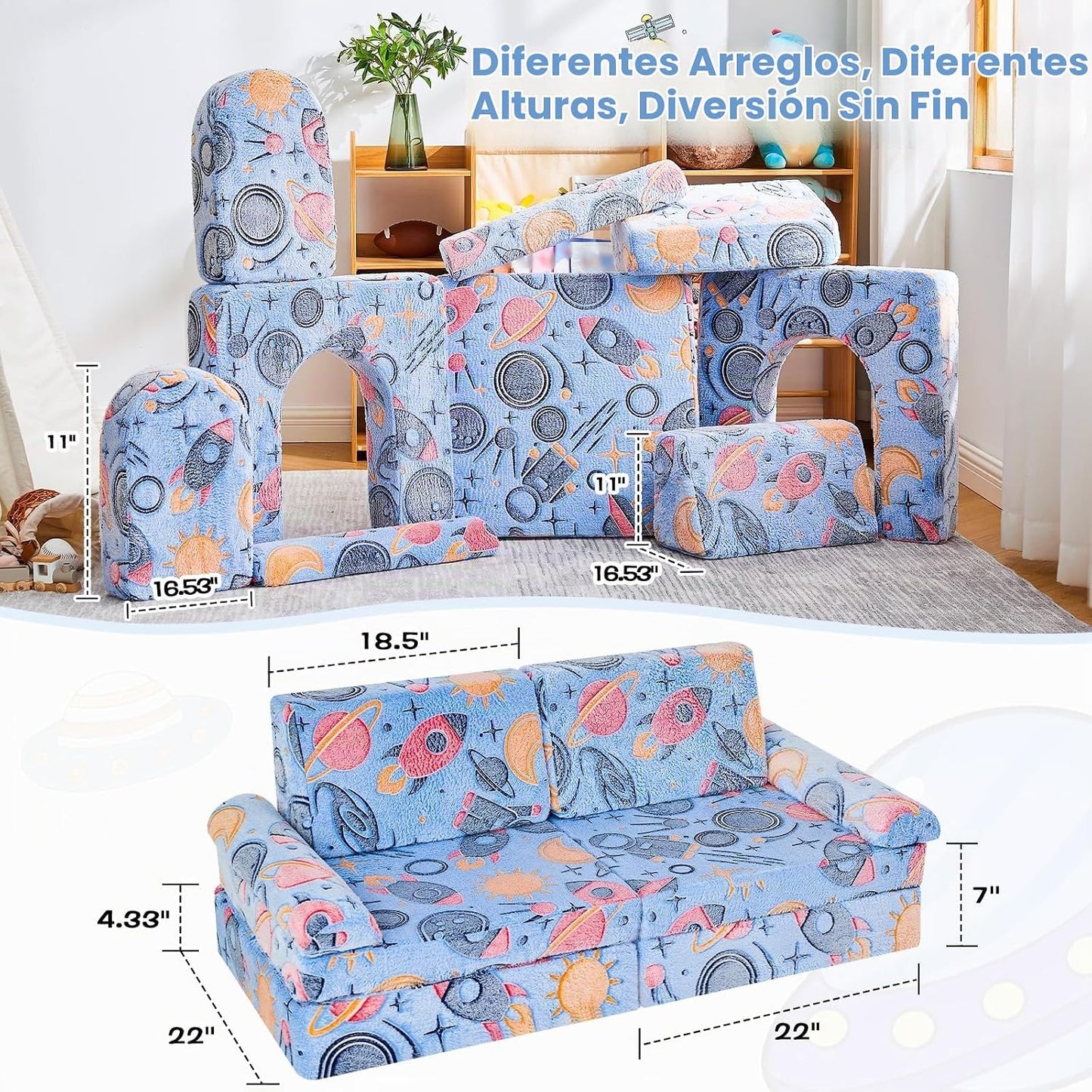 IFNOW Sofá de juego modular para niños, sofá para niños pequeños, s...