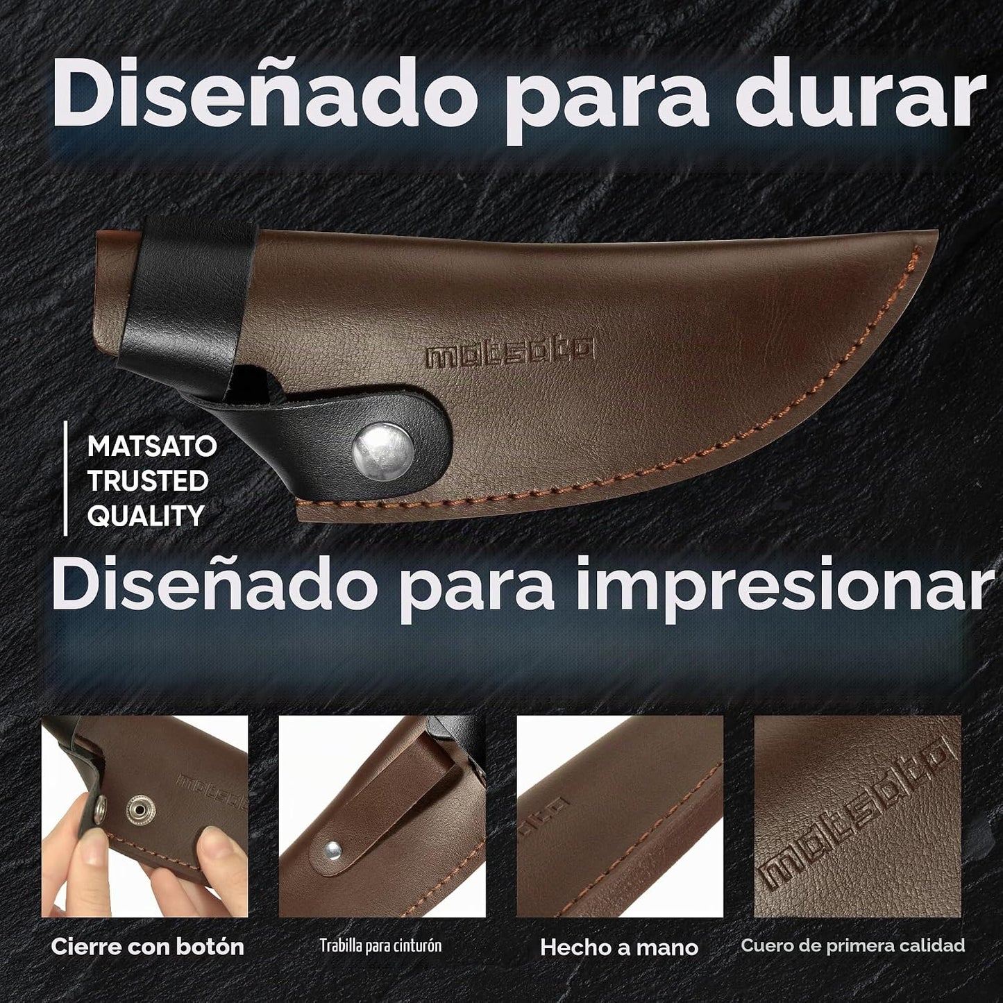 Matsato Cuchillo de cocina Funda de cuero para cuchillo de chef jap...