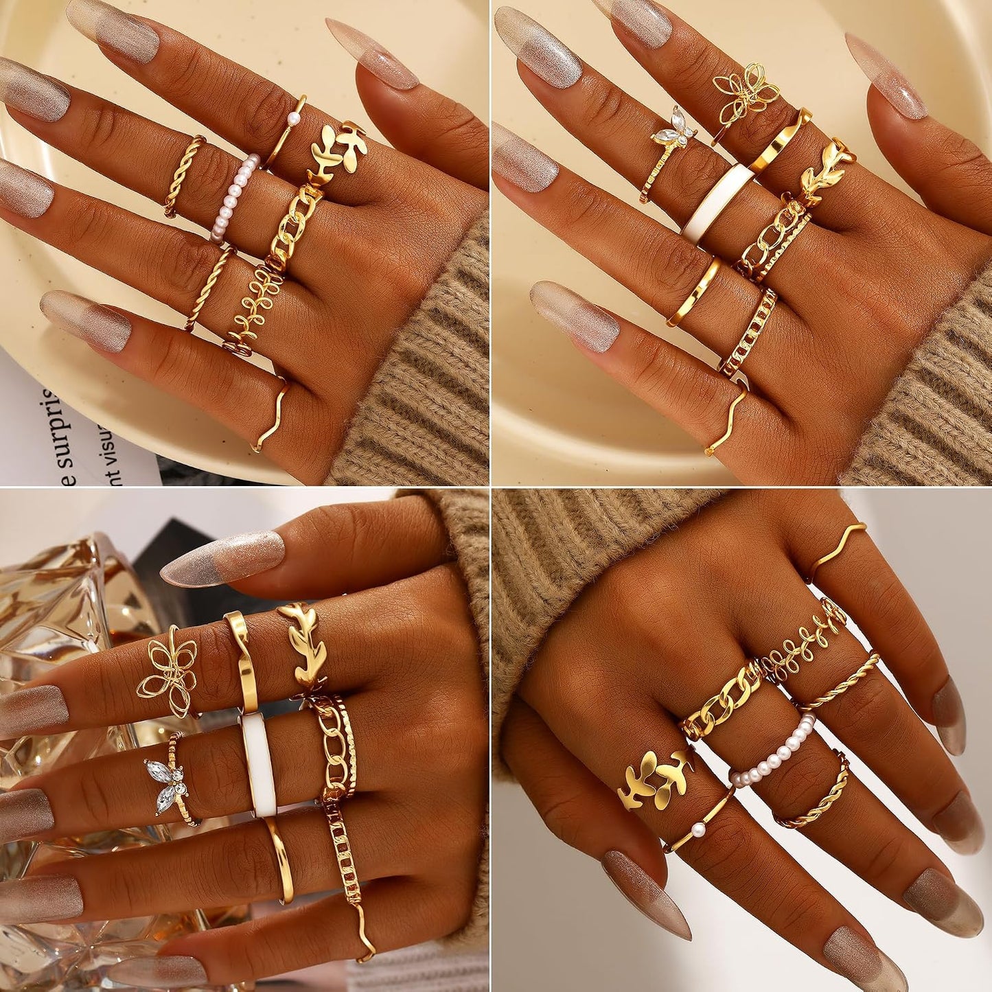 FAXHION Juego de joyas de oro para mujer, 68 piezas, con 7 collares...