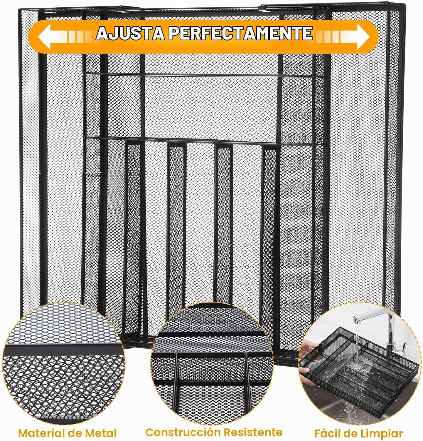 Fiwochic Organizador de cubiertos para cajones de utensilios, malla...