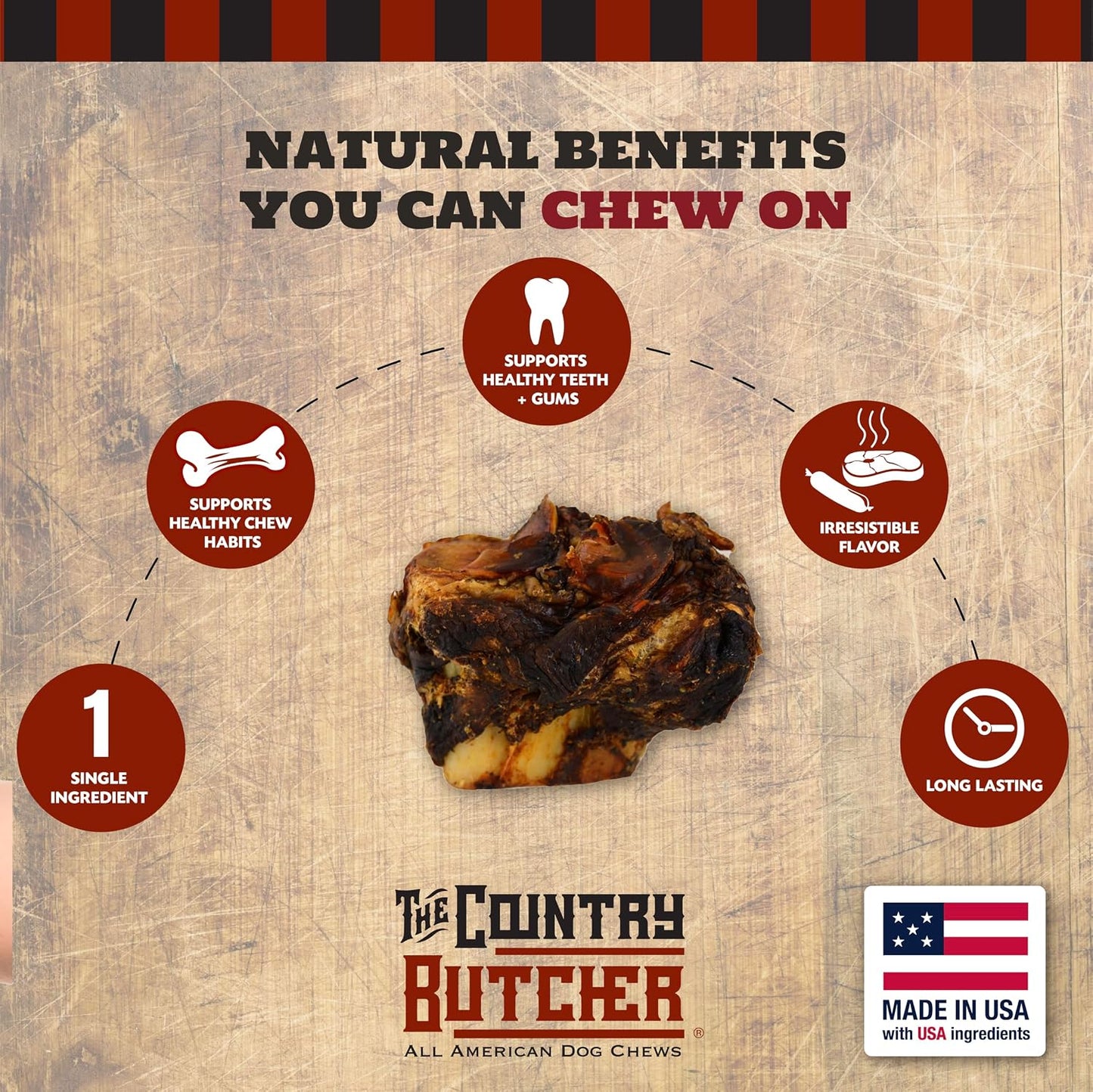 THE COUNTRY BUTCHER Crown Knuckles - Huesos de perro de carne de re...