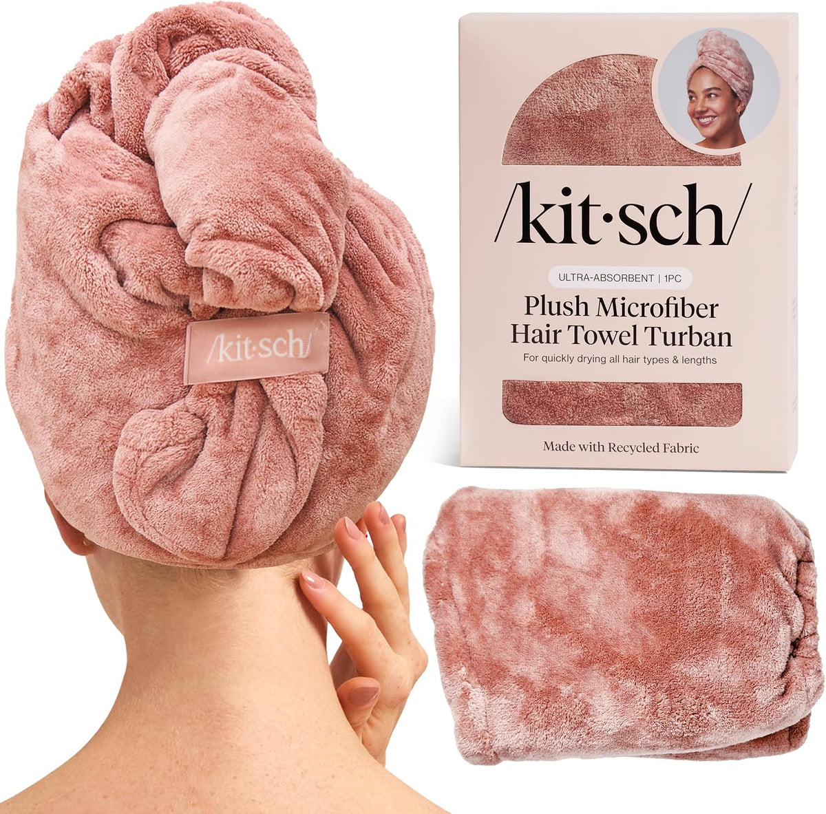 Kitsch Toalla de pelo de microfibra XL para mujer | Toallas de micr...