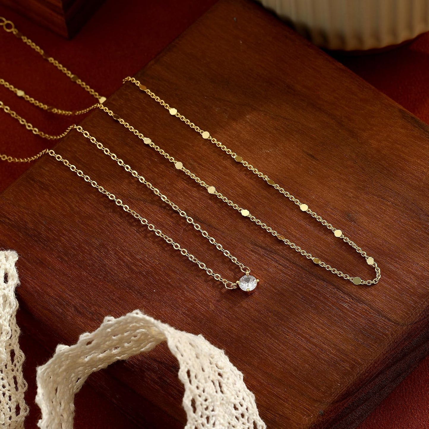 Coshilta Collares de oro en capas para mujer, chapado en plata de l...