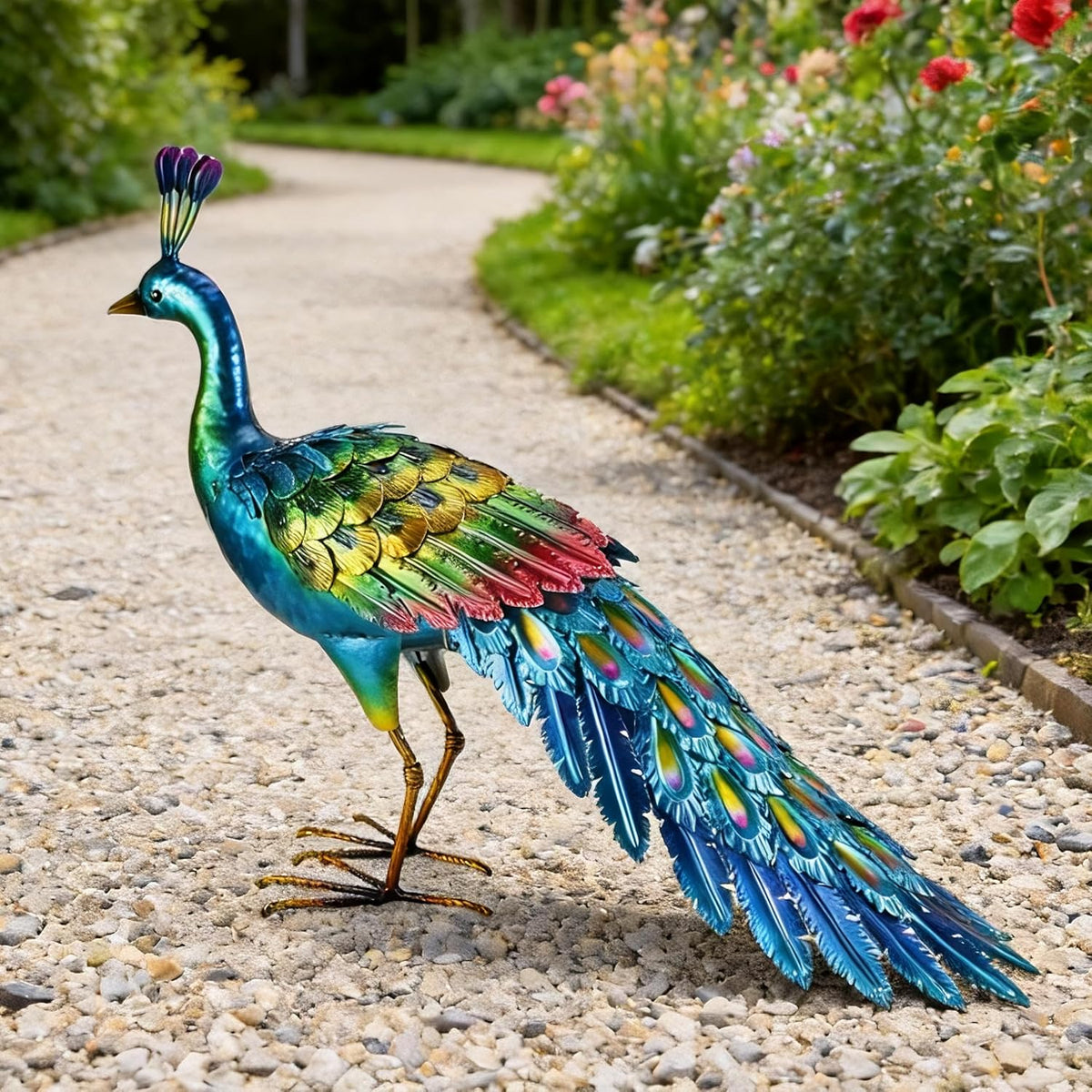 Estatua Chisheen de Pavo Real de Metal para Jardín, Arte de Jardín...