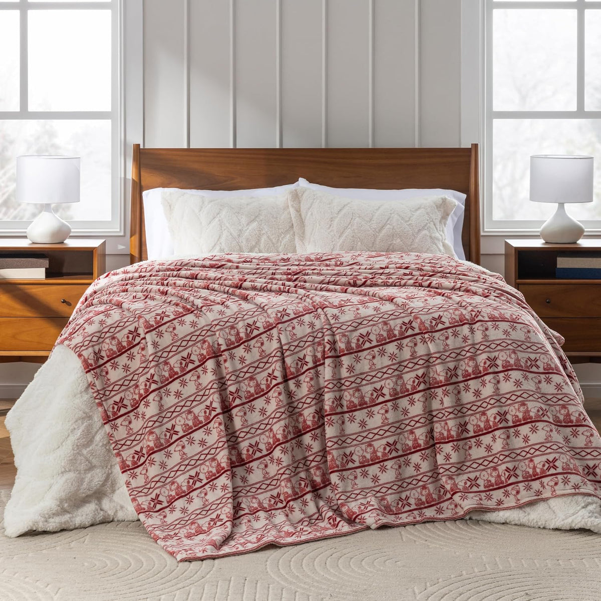 Berkshire Peanuts® VelvetLoft® - Manta de felpa de Snoopy con lindo...