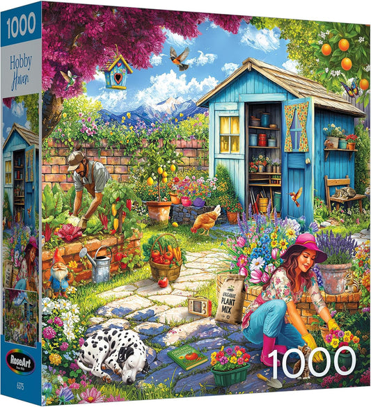 RoseArt Hobby Haven Couple in The Garden - Rompecabezas de 1000 pie...