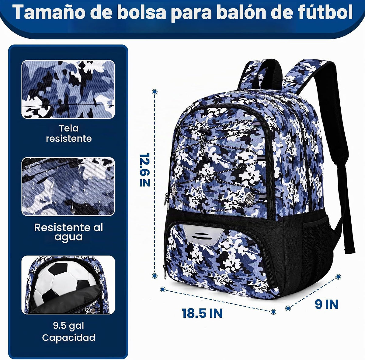 Hsmihair - Mochila de fútbol juvenil - Mochila para fútbol y balonc...