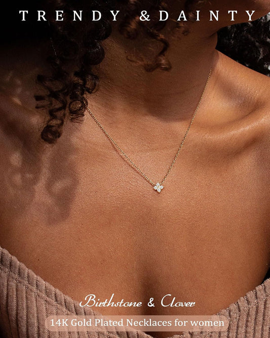 ZHESHY Collares de oro con piedra natal para mujer, delicados y no...