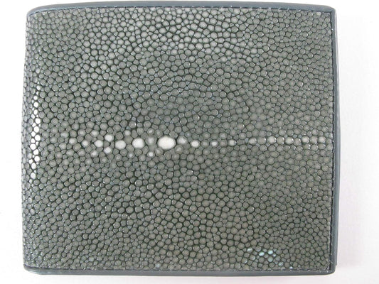 Pelgio Cartera plegable de cuero de piel de Shagreen pulido genuino...