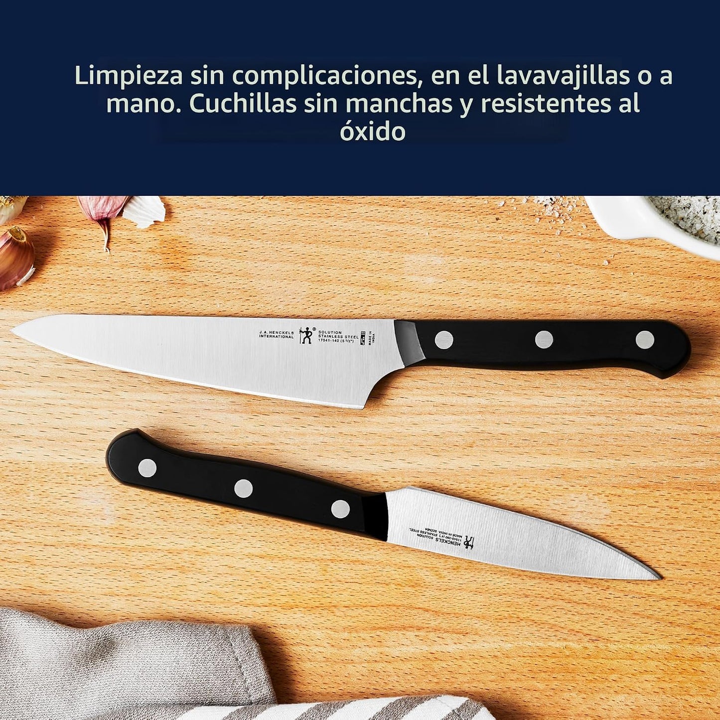 Henckels Solution - Juego de cuchillos de 7 piezas, afilado para ma...